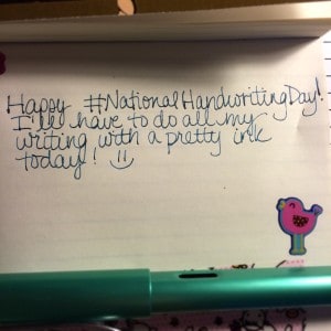 A picture of a Lamy fountain pen with the text "Happy National Handwriting Day!"