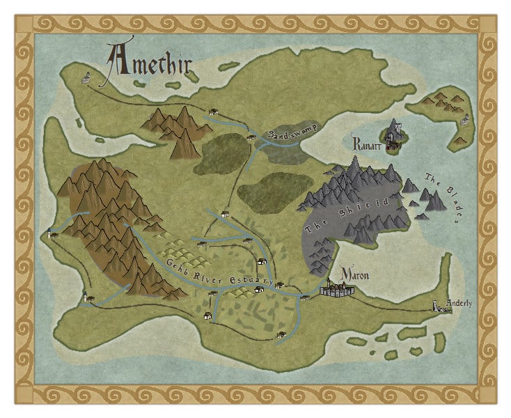 Map of Amethir from Stormsinger and Stormshadow by Stephanie A. Cain