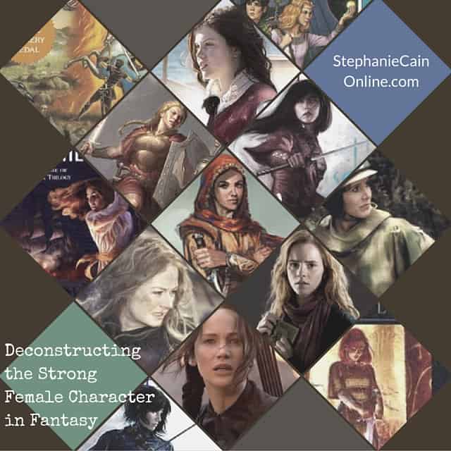 A collage of faces of strong female characters in fantasy literature